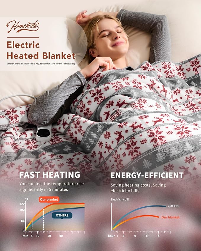 Homemate Electric Heated Blanket Full Size - Image 2