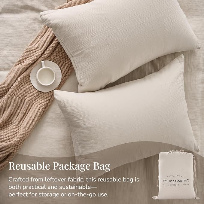 RRENEWROOTS Gream Gray Twin Duvet Cover, 100% Sandwashed Cotton Soft Twin Size - Image 7