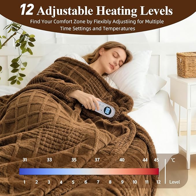 Eastsora Heated Blanket Electric, Waffle Heating Blanket - Image 3
