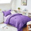 HYMOKEGE Dark Purple/Lavender Twin XL Comforter Set Seersucker 5 Pieces by HYMOKEGE