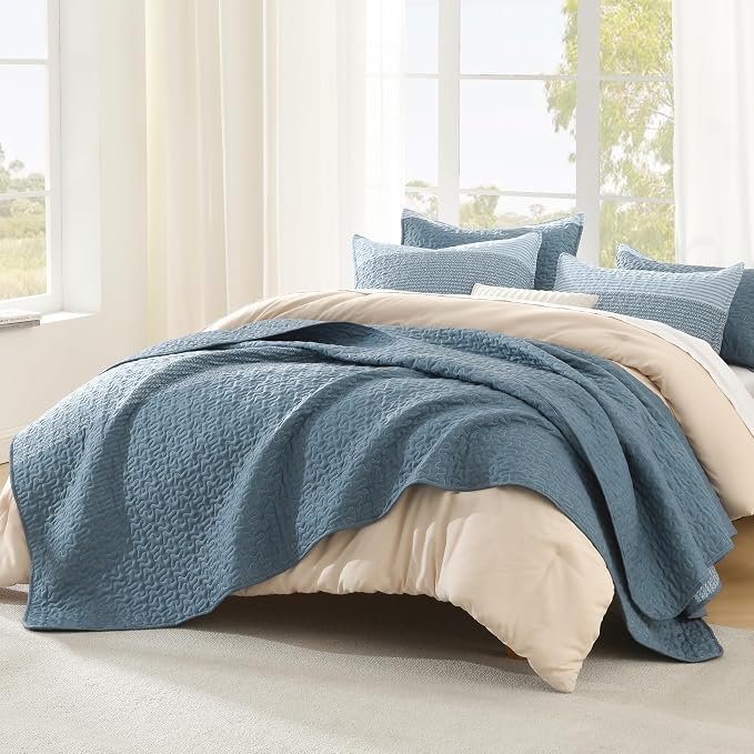 Litanika California King Quilt Set Blue Linen by Litanika