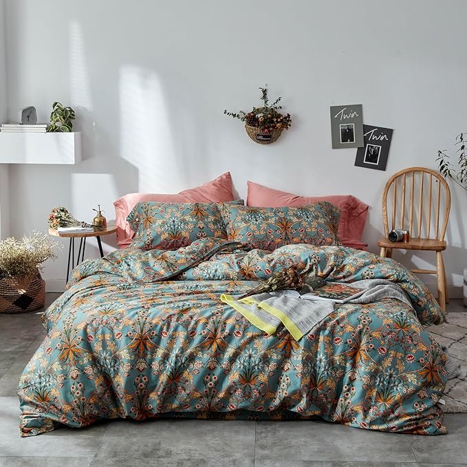 mixinni Vintage Style Garden Flower Duvet Cover Set by mixinni