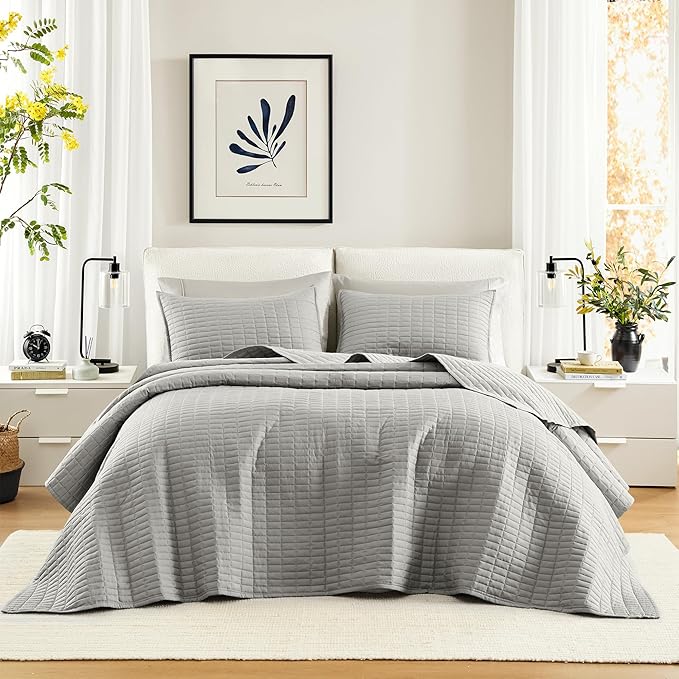 Comfort Spaces King Quilt Set Modern Reversible Diamond Coverlet Bedding Set by ComfortSpaces