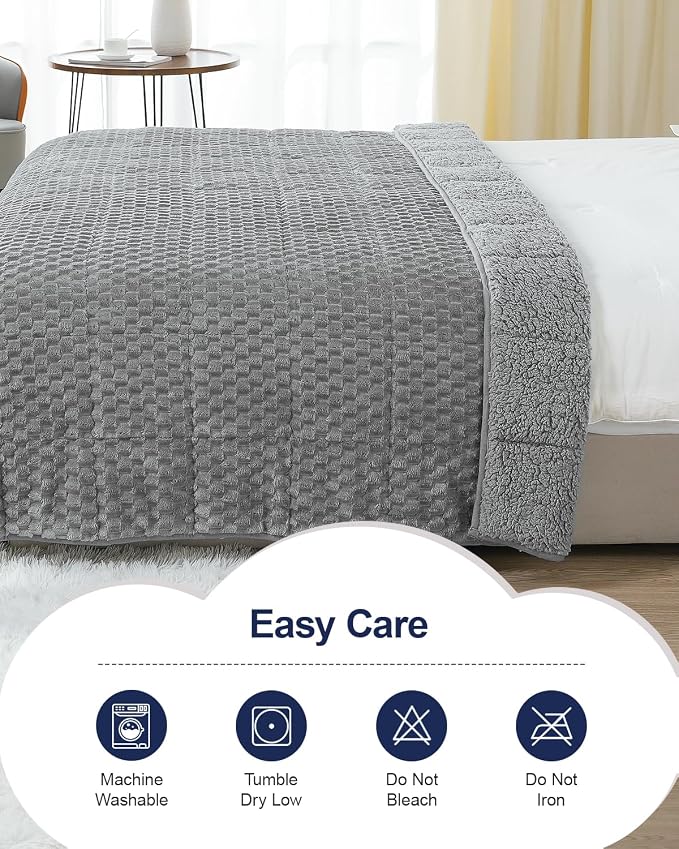 Super Soft Luxury Fleece Sherpa Weighted Blanket - Image 7