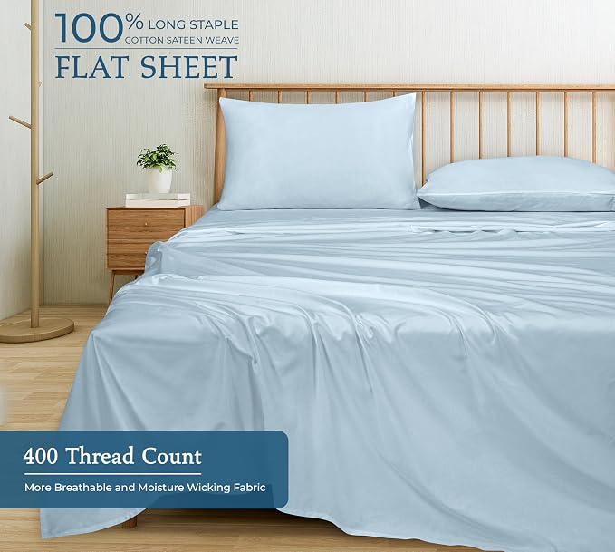 Royale linen 400 Thread Count 100% American Grown Cotton Flat Sheet - Image 4