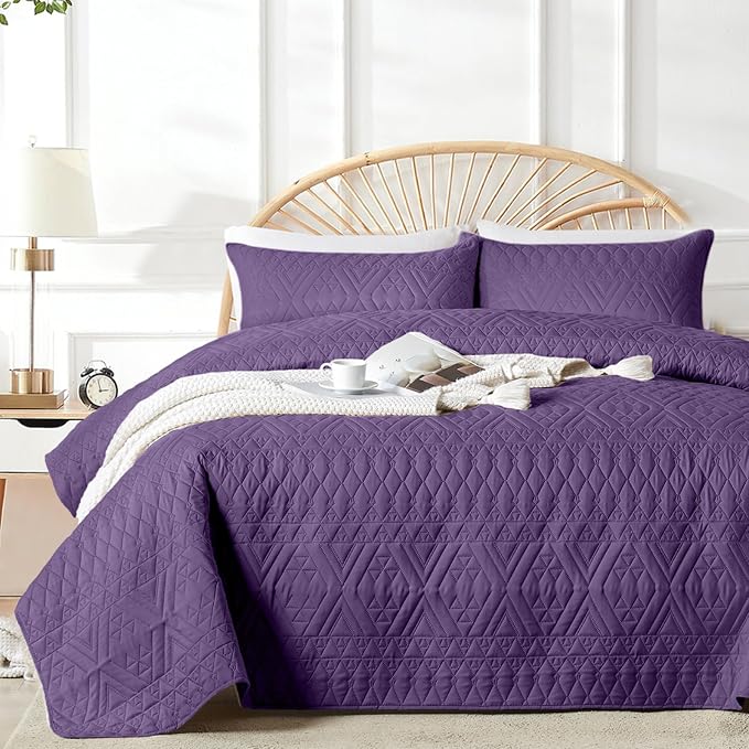akkialla Full/Queen Quilt Set, Boho Geometric Pattern, Soft All-Season Bedding by akkialla