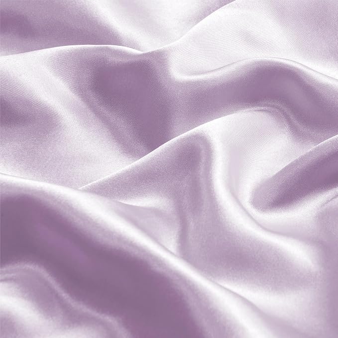 BEDELITE Satin Pillowcase with Zipper, Lavender King Size Pillow Cases Set of 2 - Image 3