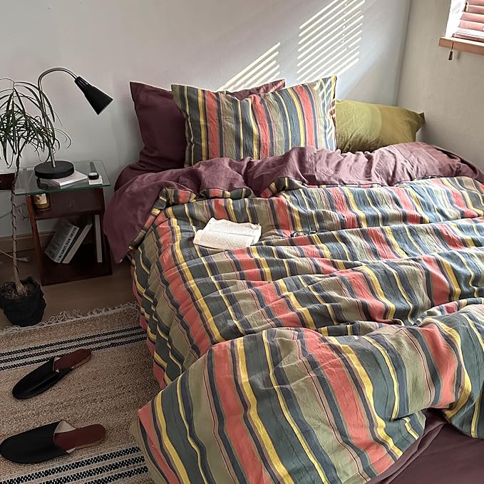 mixinni Vintage Striped Duvet Cover Set Full Size - Image 8