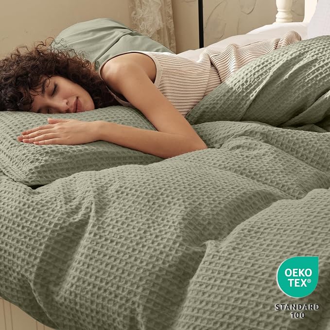 PHF Waffle Duvet Cover Set King Size, No Snagging Ultra Soft Luxury Textured - Image 2