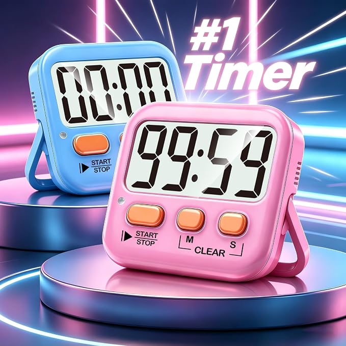 Antonki 2 Pack Digital Timer for Kids, Magnetic Countdown Kitchen Timers for - Image 2