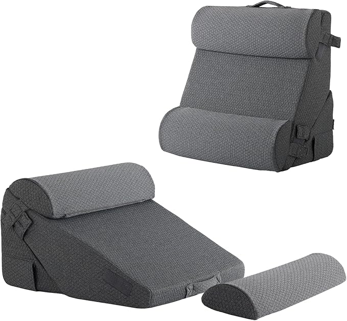 Bedluxe Adjustable 4pcs Bed Wedge Pillow Set, Memory Foam Wedge Pillow Post by Bedluxe