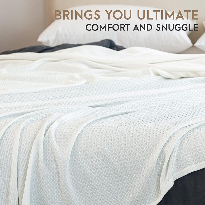 AmyHomie Cooling Waffle Blanket Queen Size, 100% Rayon Derived from Bamboo - Image 6