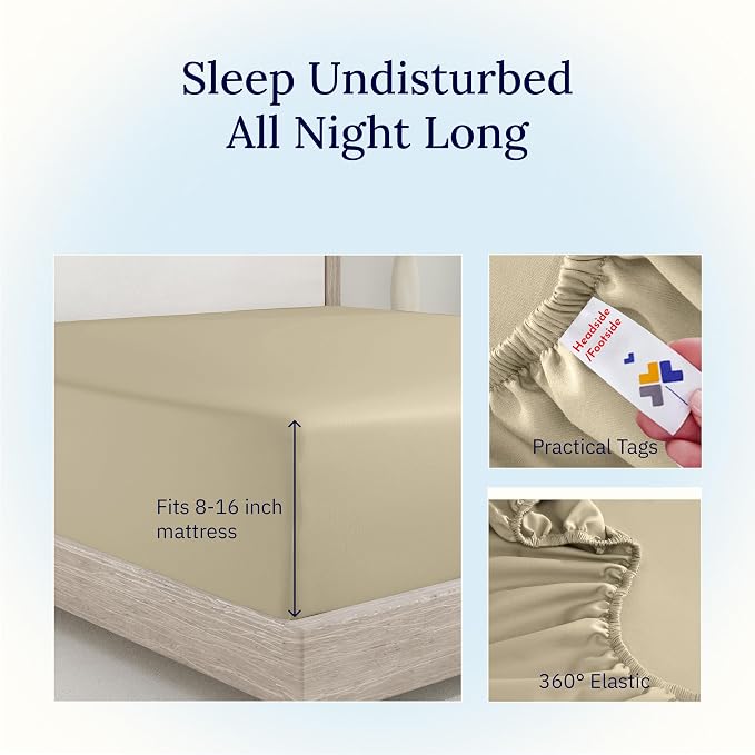 California Design Den Full Size Fitted Sheet Cotton Only, 400 Thread Count 100% - Image 7