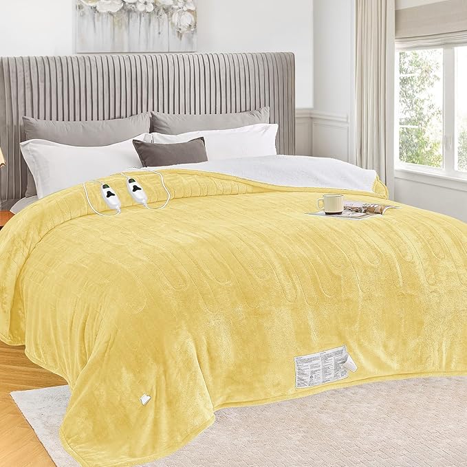 greenoak Heated Blanket Electric King Size 100"X90" Dual Control, Heating by Greenoak