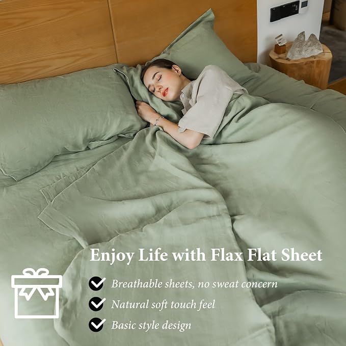 Simple&Opulence French Linen Flat Sheet, 100% Natural Flax Bedding Sheet - Image 3