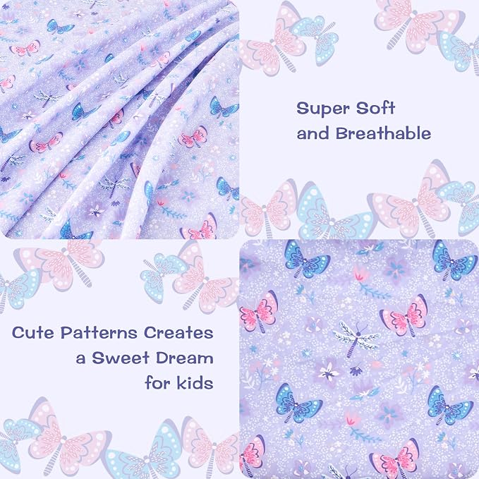 lasoftan Kids Sheet Set Full Size, Girls Full Sheet Set - Image 3