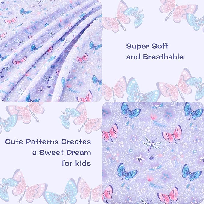 lasoftan Kids Sheet Set Twin Size 3 Pcs, Girls Sheet Set - Image 2