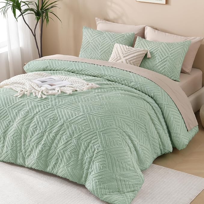 Andency Comforter Oversized King Size Set 120"x98", 3 Pieces Sage Green Soft - Image 6