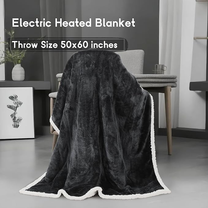 Heated Blanket Electric Throw Size 50''x60'' - Image 2