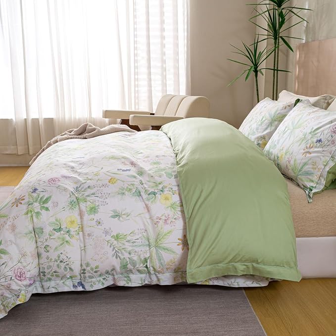 OAITE Duvet Cover Set King Size Floral Pattern Ultra Soft 100% Cotton Duvet - Image 5