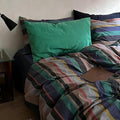 mixinni Vintage Striped Duvet Cover Queen Size 100% Washed Cotton 3 Piece by mixinni