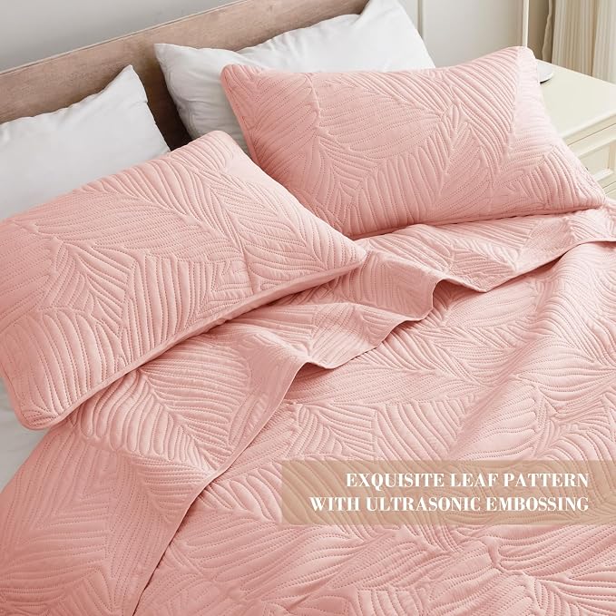 Exclusivo Mezcla Queen Quilt Bedding Set, Lightweight Blush Pink Quilts Queen - Image 3