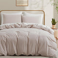 LOVQUE 100% Washed Cotton Duvet Cover Set King Size, Linen Like Natural Bedding by LOVQUE