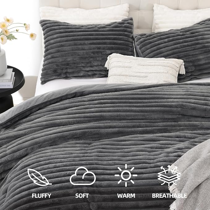 Smoofy Fluffy Queen Comforter Set 3 Pieces - Image 2