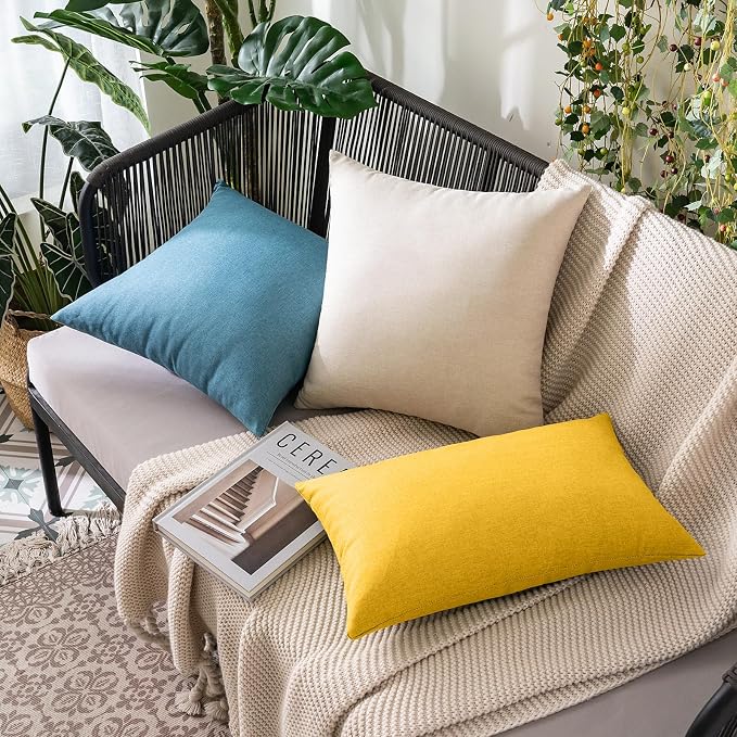 MIULEE Pack of 2 Decorative Outdoor Solid Waterproof Throw Pillow Covers Faux - Image 5