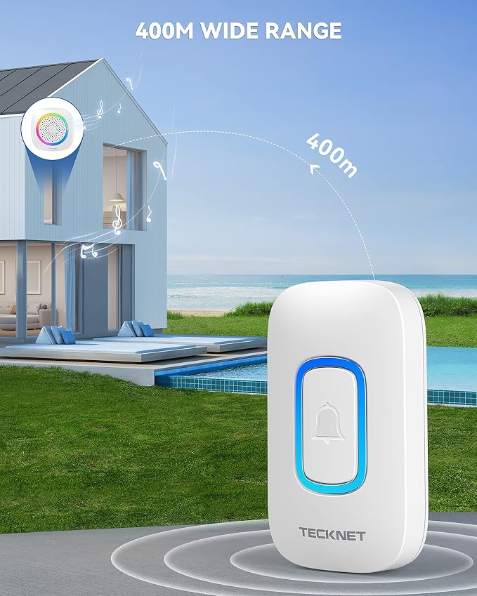 TECKNET Wireless Doorbell with 2 Portable Doorbells with RGB Light, Battery - Image 6