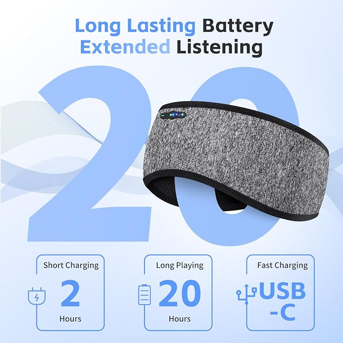 2 Pack Sleep Headphones Bluetooth 6.0 Headband, 20Hr Headband Headphones - Image 2