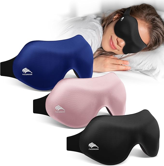 3 Pack 100% Blackout Sleep Mask by FACEMOON