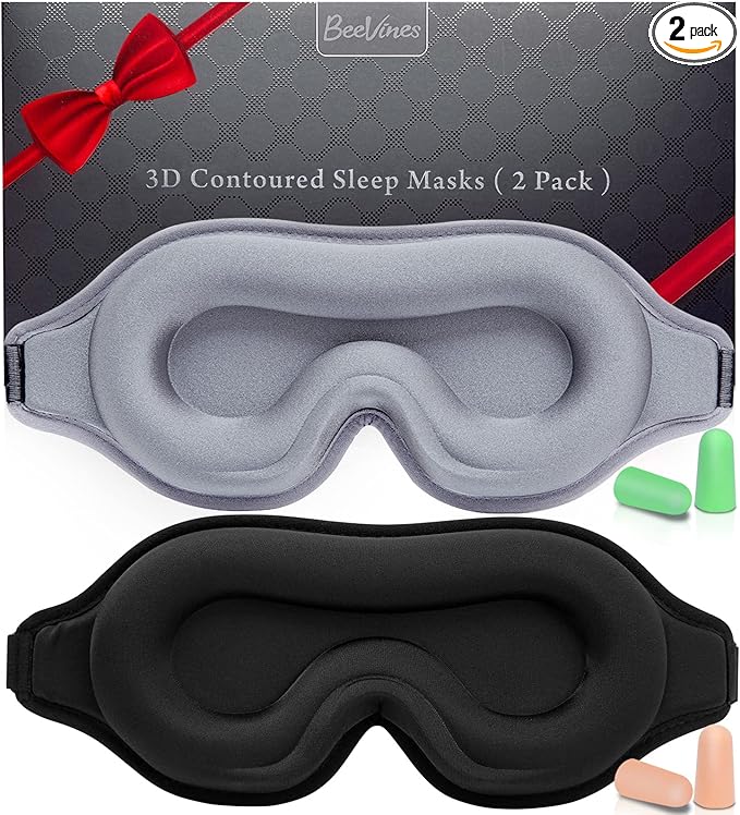 BeeVines Sleep Mask, 2 Pack 3D Contoured Sleeping Eye Masks by BeeVines