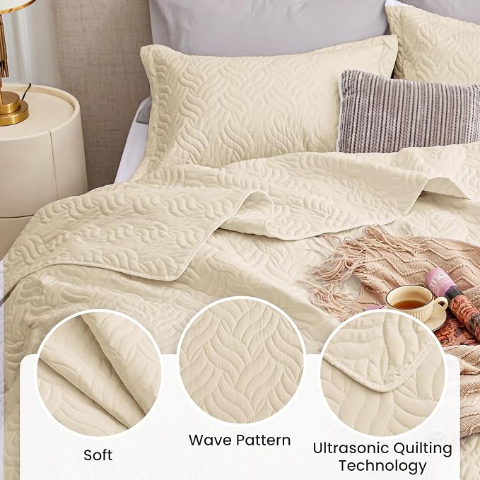 Love's cabin California King Size Quilt Bedding Set Camel Bedspread - Image 4