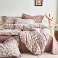 mixinni King Size Jacquard Duvet Cover Set – 100% Washed Cotton Floral Textured by mixinni