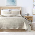 HORIMOTE HOME Quilt Set King Size Beige Bedspread, Modern Style Quilted Clouds by HORIMOTEHOME