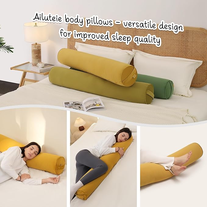 Long Round Bolster Pillow for Adults, Soft Cylinder Roll Pillow for Bed & Couch - Image 6