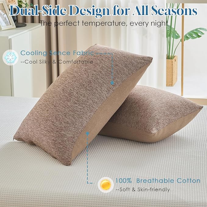 CHOSHOME Cooling Pillow Cases Zipper Pillow Covers Q-Max > 0.45 Zippered - Image 5