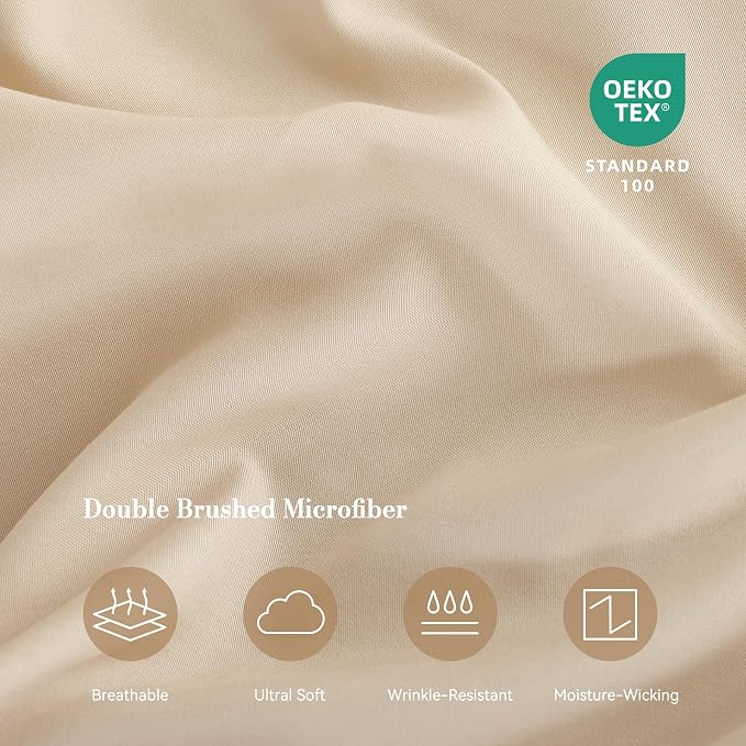 Twin Sheet Set 3 Piece, Wrinkle Free, Oeko-Tex Certified Bedsheets，Cream - Image 5