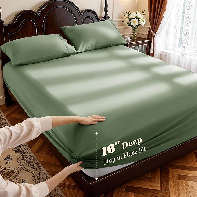 LBRO2M 1000 Thread Count 100% Egyptian Cotton Sheets Set King Size, 4 Piece - Image 4
