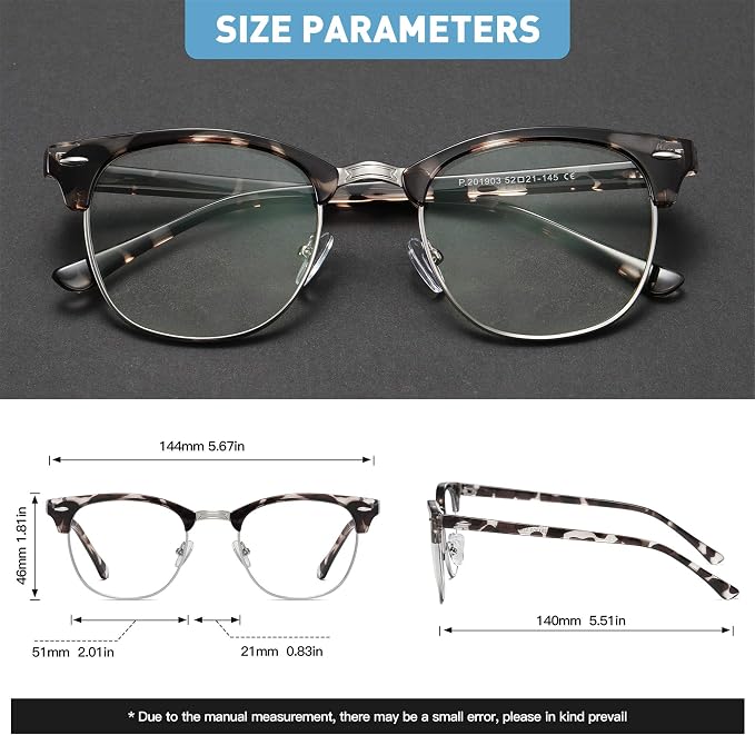 Blue Light Blocking Glasses Vintage Half Frame UV Clear Lens Anti Eyestrain - Image 5