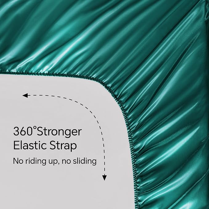 BEDELITE Satin Sheets Full Size Bed Set, Luxury Soft Teal Silky Sheet - Image 5