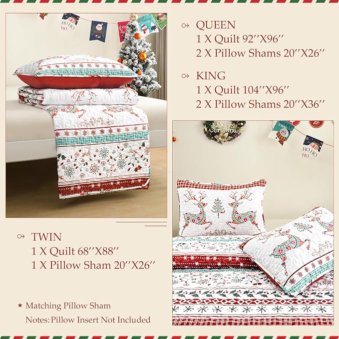Exclusivo Mezcla Reversible Christmas Quilts Queen Size - Image 6