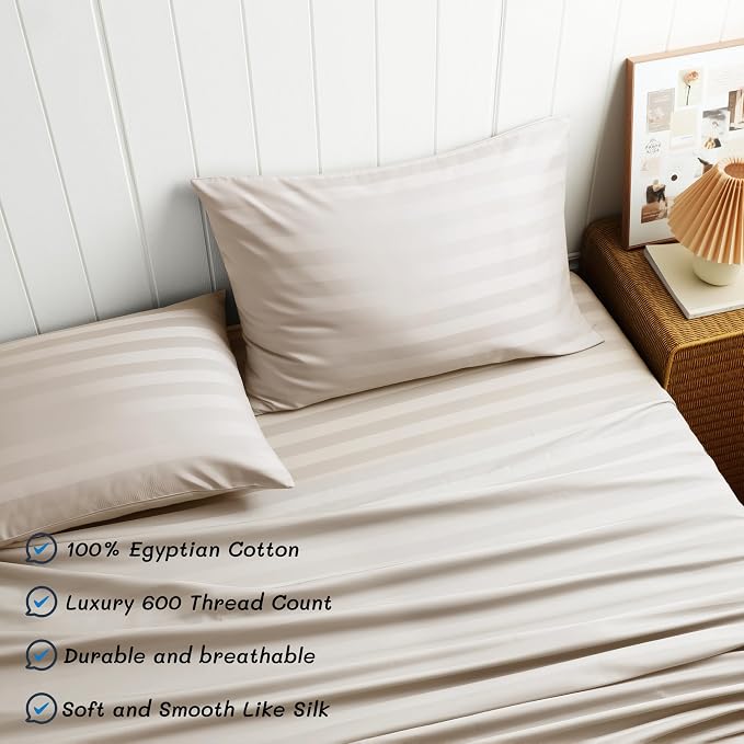 Cotton Flat Sheets Only, 600 TC 100% Cotton Flat Sheet Top Sheet Only, King - Image 2