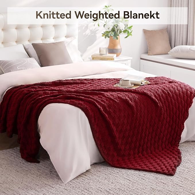 Knitted Weighted Blanket for Adult, No Beads Heavy Blanket 48” x 72'' 15lbs - Image 6