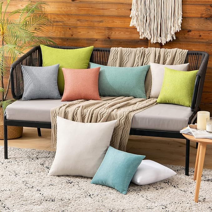 MIULEE Pack of 2 Decorative Outdoor Solid Waterproof Throw Pillow Covers Faux - Image 4