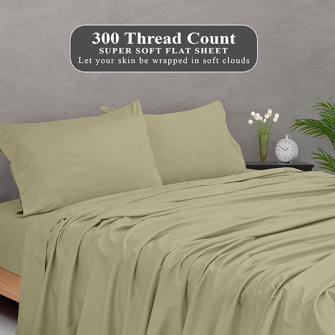 Royale Linens 300 Thread Count 100% Long Staple Combed Cotton Flat Sheet - Image 5