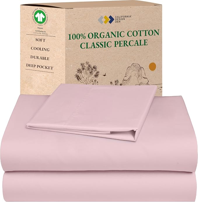 California Design Den Soft 100% Organic Cotton Bed Sheets Twin Size Set by CaliforniaDesignDen