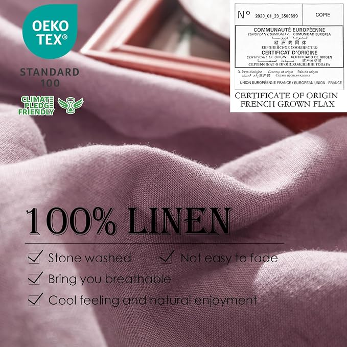 Simple&Opulence 100% Linen Duvet Cover Set 3pcs Basic Style Natural French - Image 2