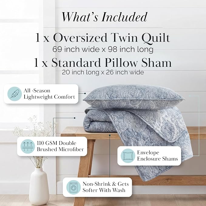 Southshore Fine Living, Inc. Twin XL Quilt Bedding Set, Dorm Bedding Essentials - Image 2